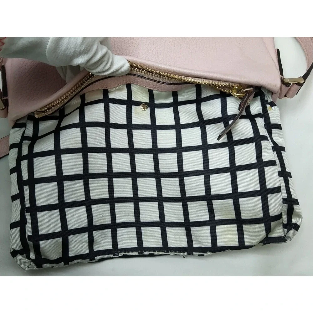 Kate Spade New York Pink Pebbled Leather Double Zipper Closure Crossbody Bag